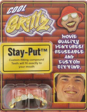Diamond Cut Gold Grillz Costume Accessory Teeth