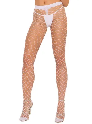 Diamond Plus Size Womens White Fishnet Pantyhose