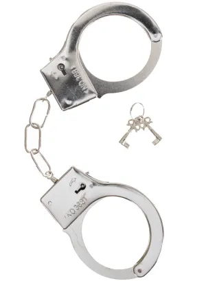 Die Cast Silver Metal Costume Police Handcuffs and Keys