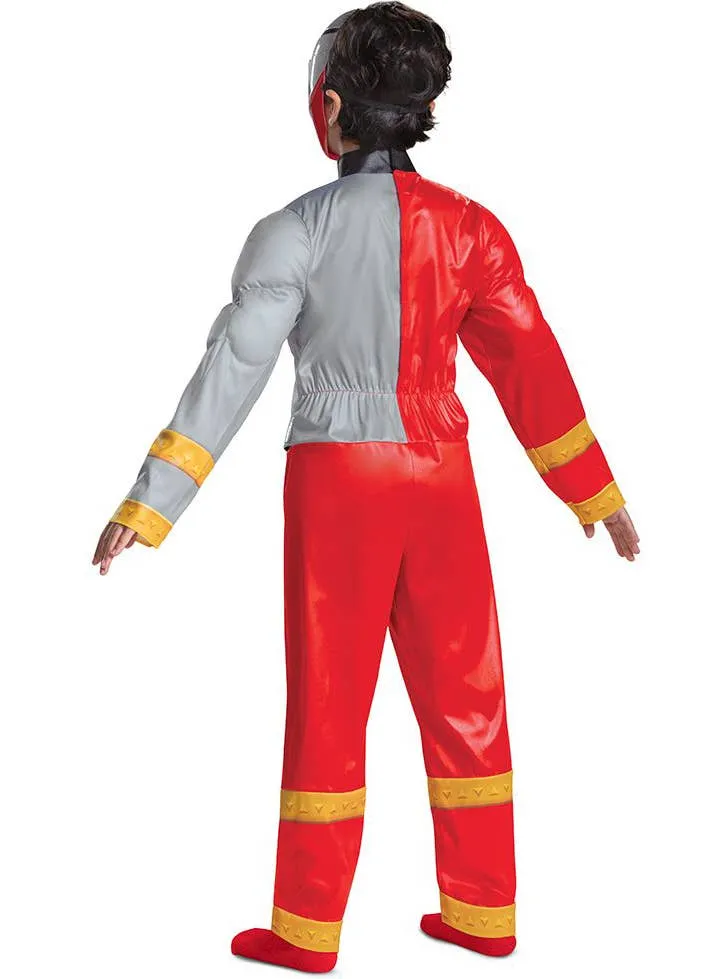 Dino Fury Boys Red Power Ranger Muscle Chest Costume