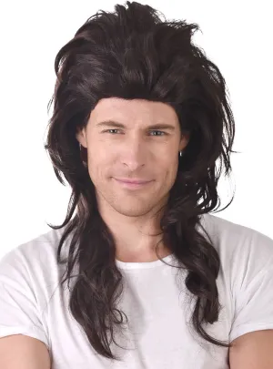 Dirk Dirty Brown Mullet Mens Costume Wig