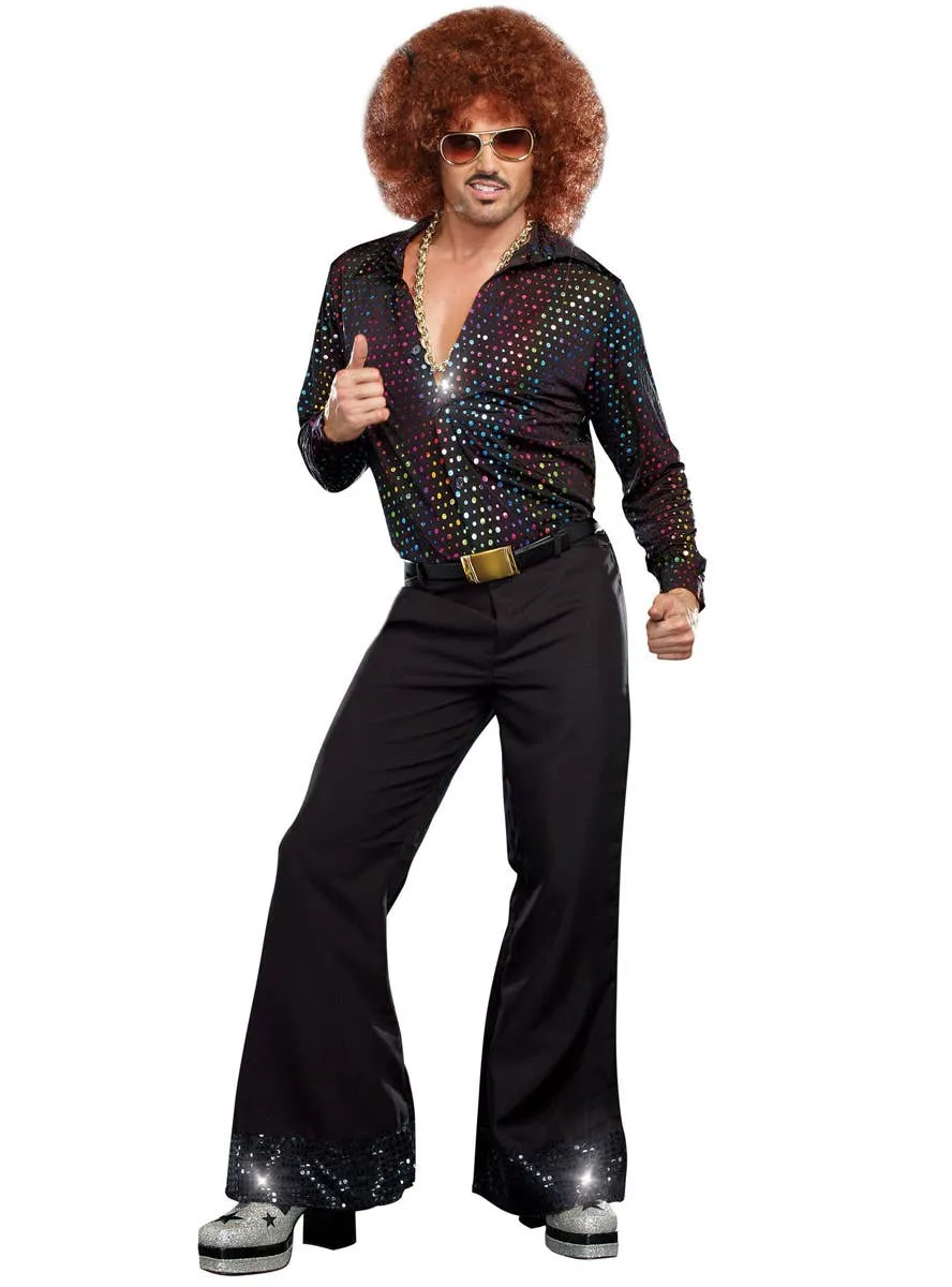 Disco Dude Mens 1970s Fancy Dress Costume Shirt