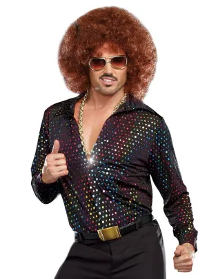 Disco Dude Mens 1970s Fancy Dress Costume Shirt