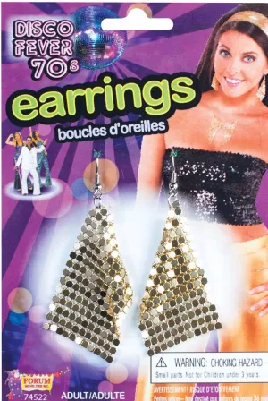 Disco Fever 1970s Gold Mesh Costume Earrings