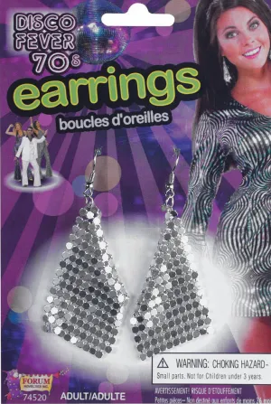 Disco Fever 1970s Silver Mesh Costume Earrings