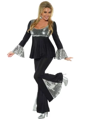 Disco Fever Black and Silver Womens 70s Costume