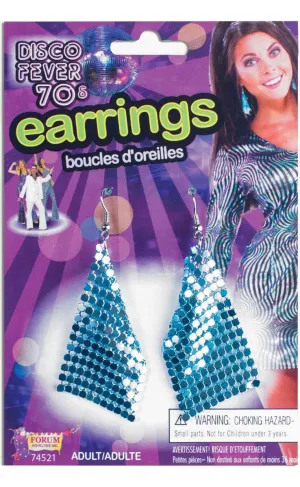 Disco Fever Blue 1970s Costume Accessory Earrings