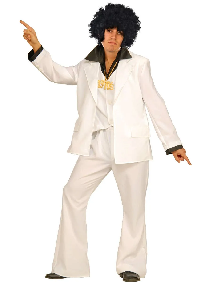 Disco Fever Mens White Suit Costume