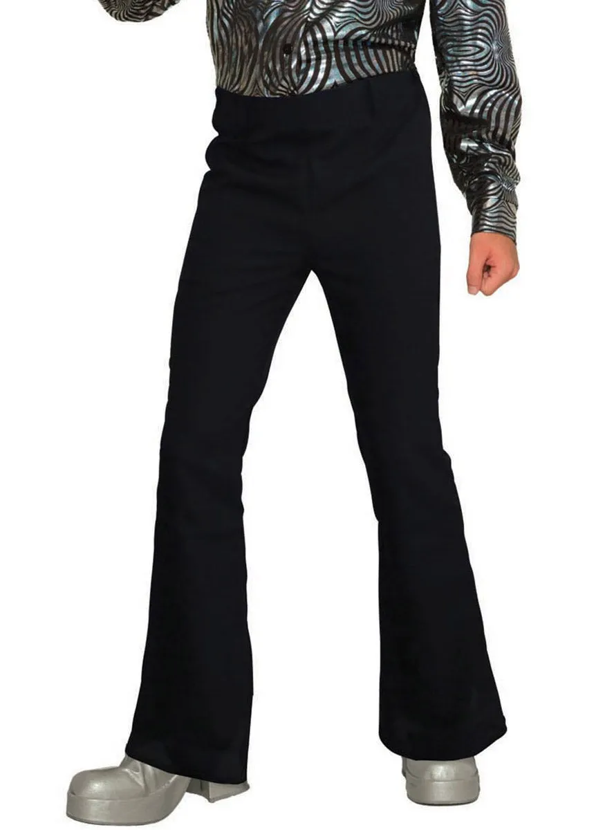 Disco Mens Black Flared 1970s Costume Pants