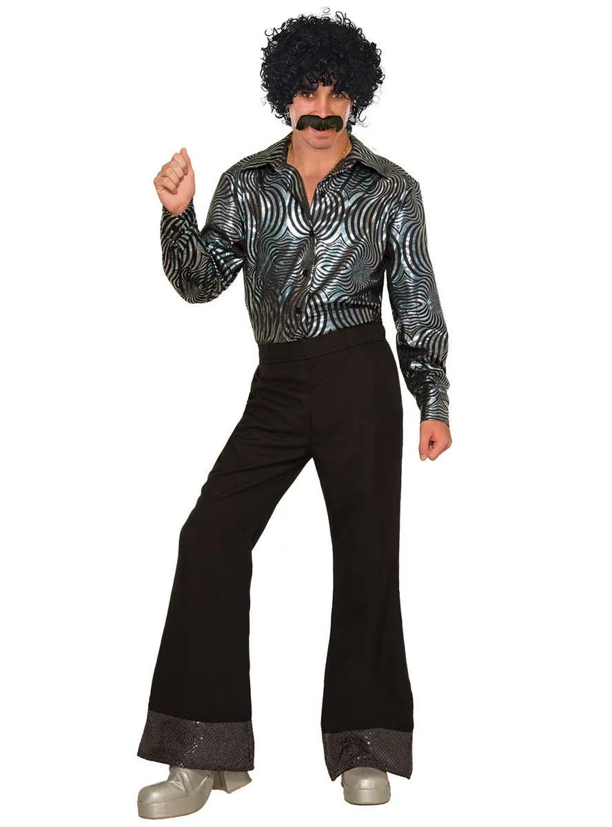 Disco Mens Flared Black 1970s Costume Pants