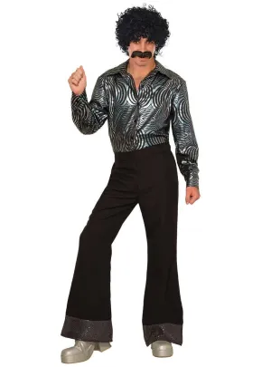 Disco Mens Flared Black 1970s Costume Pants