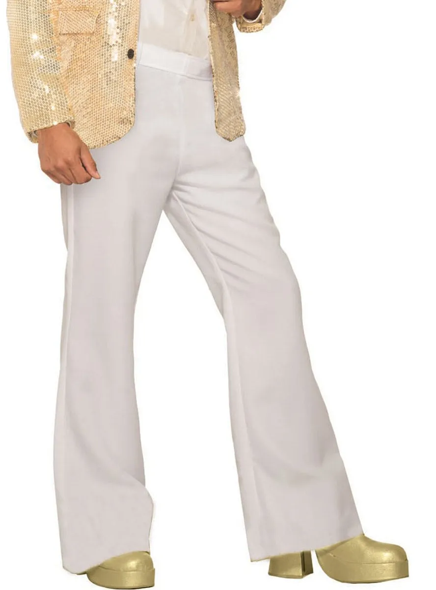 Disco Mens White Flared 1970s Costume Pants