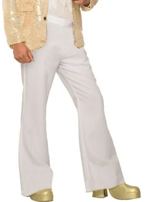 Disco Mens White Flared 1970s Costume Pants