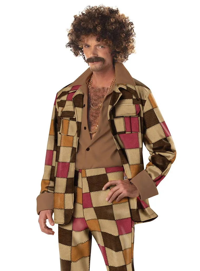 Disco Sleazeball Mens 1970s Patchwork Costume Suit