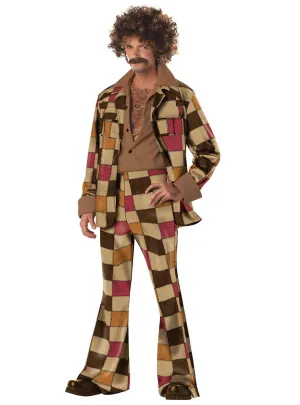 Disco Sleazeball Mens 1970s Patchwork Costume Suit