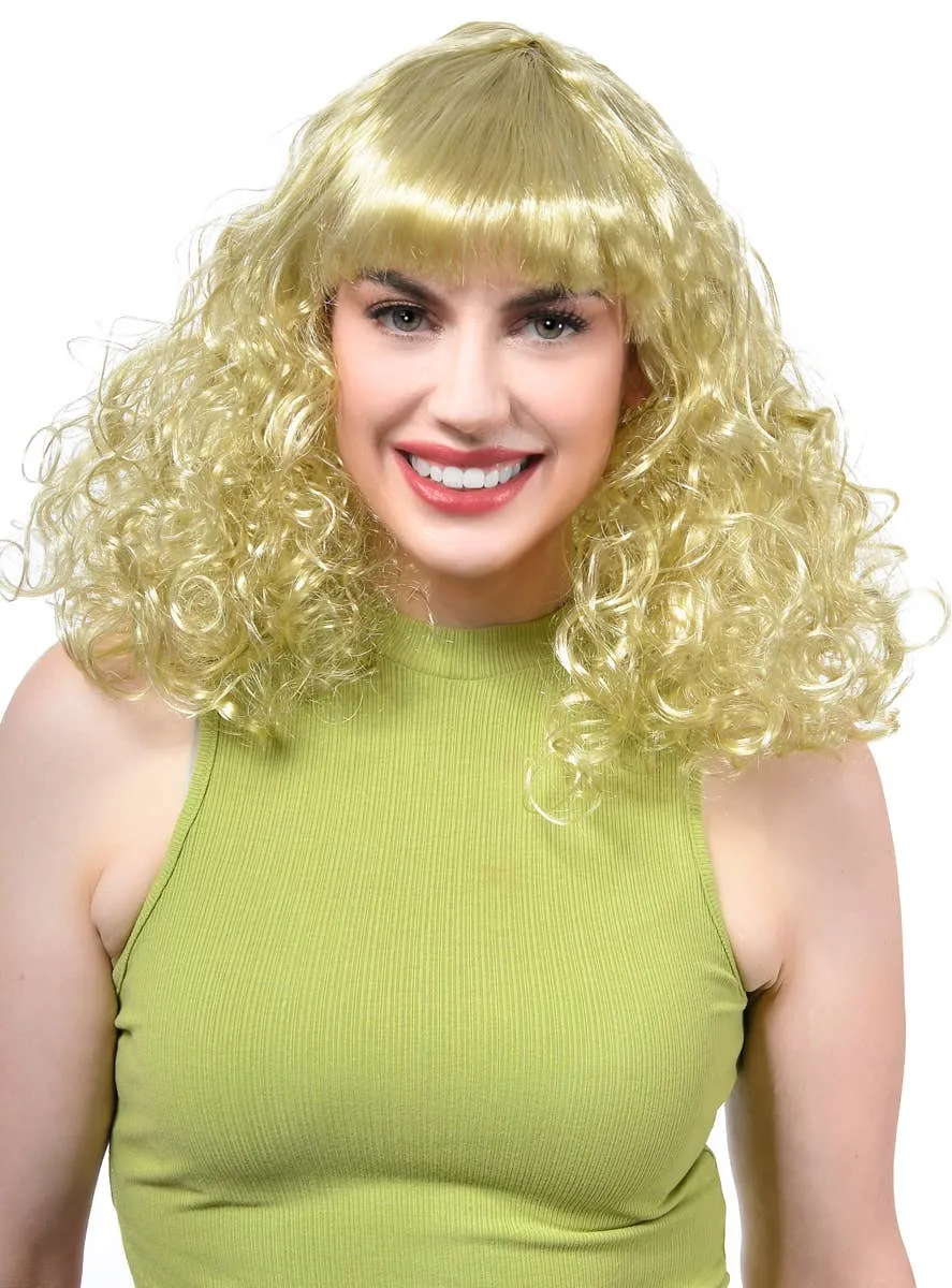 Disco Star Womens Curly Blonde 70s Costume Wig