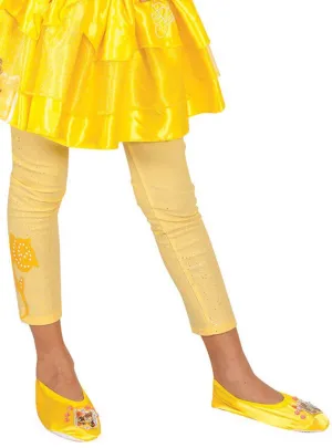 Disney Princess Belle Girls Yellow Glitter Footless Tights