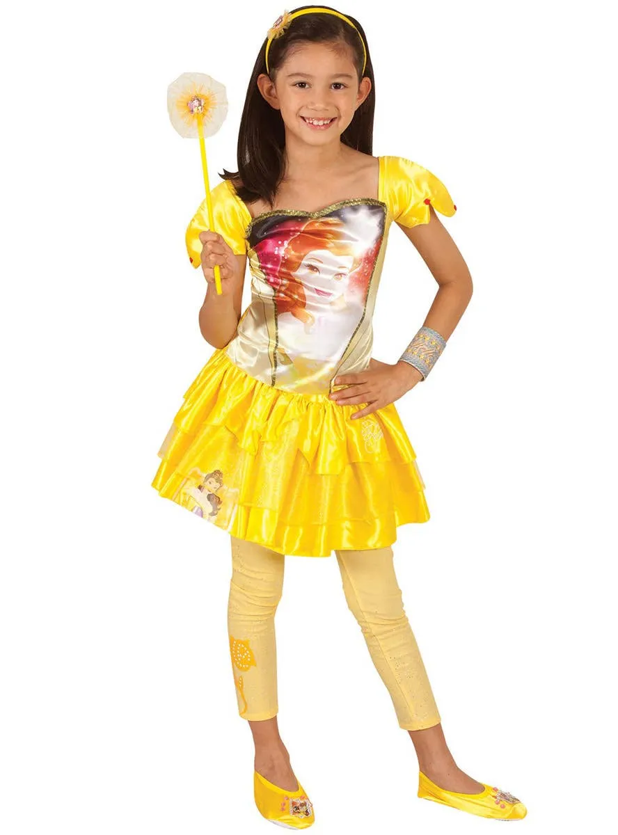 Disney Princess Belle Girls Yellow Glitter Footless Tights