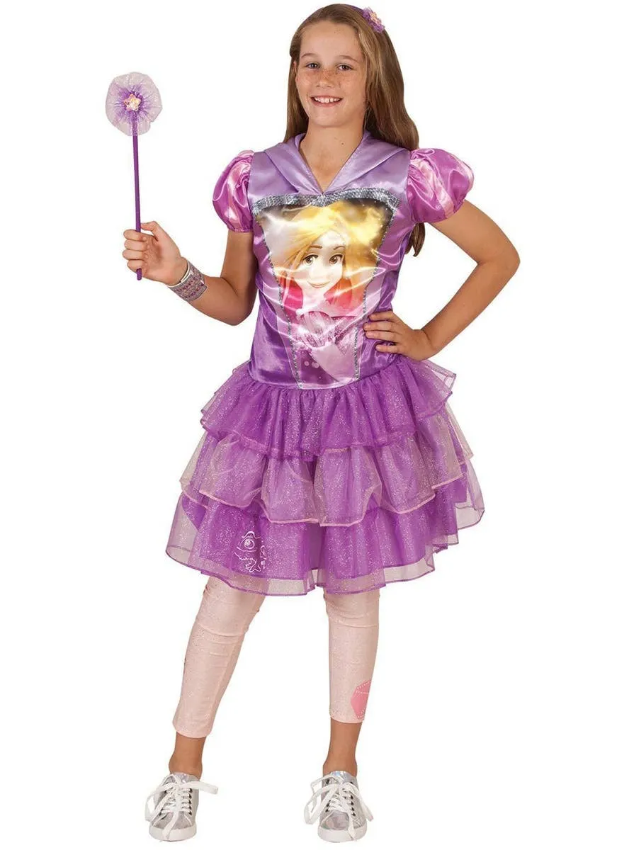 Disney Princess Rapunzel Girls Pink Glitter Footless Tights
