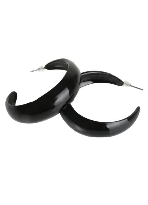 Diva Black Hoop Earrings Costume Accessory