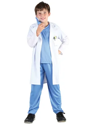 Doctor Scrubs and Coat Boys Occupation Costume
