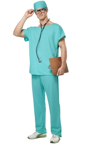 Doctor Scrubs Mens Green Surgeon Costume