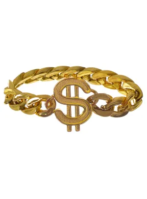 Dollar Sign Chunky Gold Chain Costume Bracelet