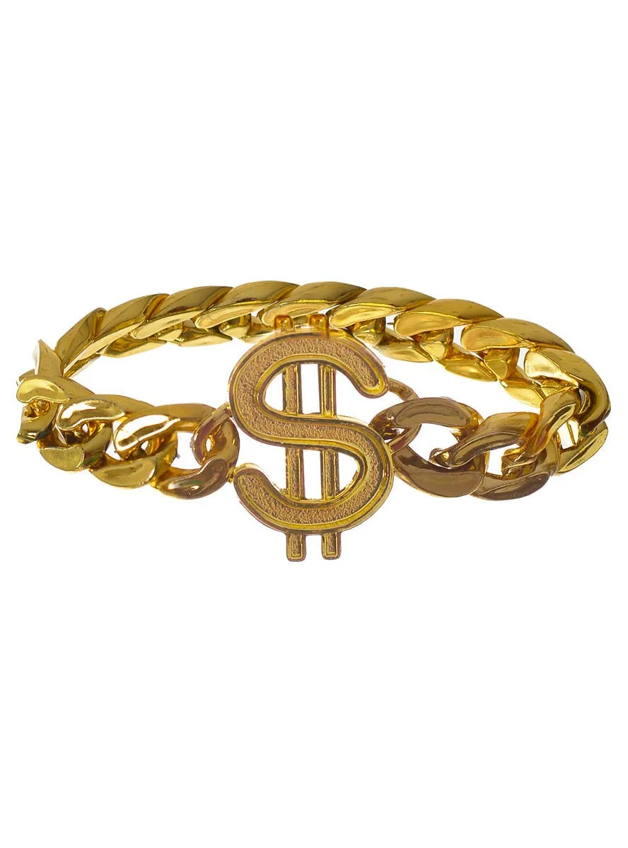 Dollar Sign Chunky Gold Chain Costume Bracelet