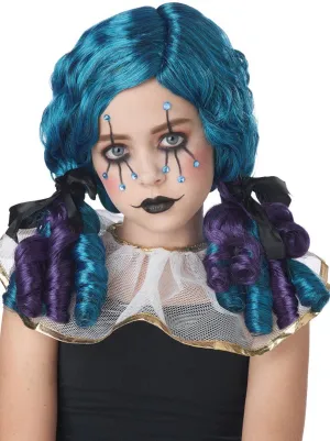 Dolly Girls Curly Blue and Purple Pigtails Costume Wig