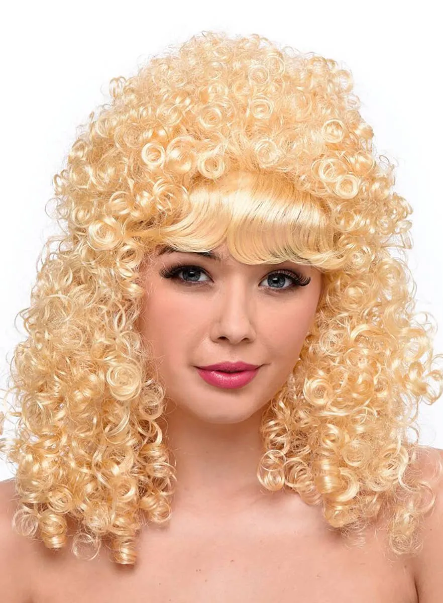Dolly Parton Womens Long Curly Blonde Costume Wig