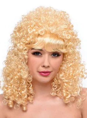 Dolly Parton Womens Long Curly Blonde Costume Wig