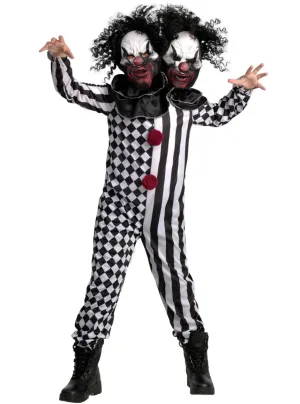 Double Headed Boys Evil Circus Clown Halloween Costume
