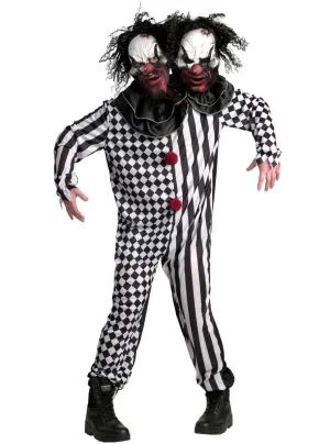 Double Headed Mens Evil Clown Halloween Costume