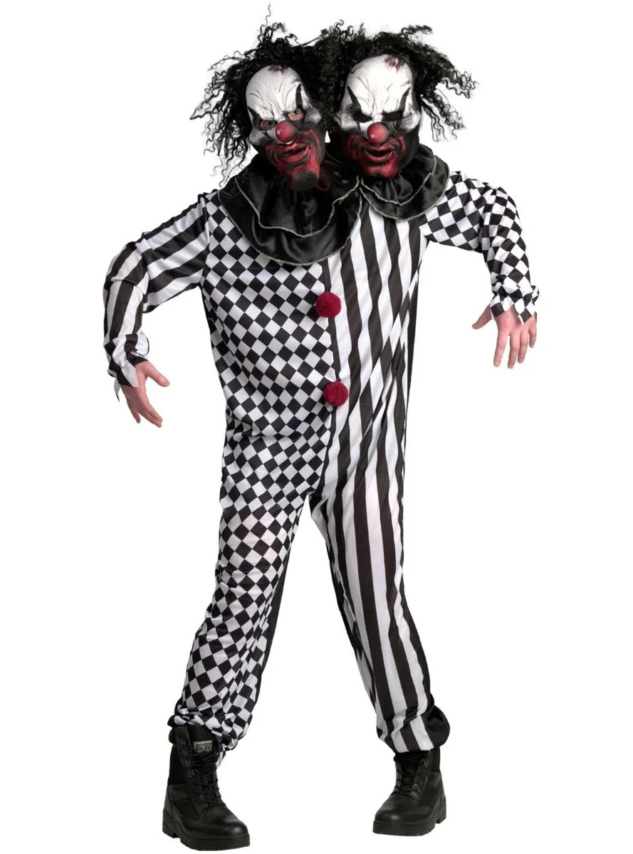 Double Headed Mens Evil Clown Halloween Costume