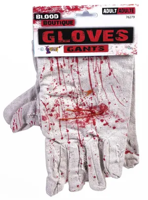 Dr Death Blood Splattered White Halloween Gloves
