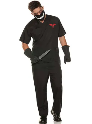 Dr Payne Mens Black Doctor Scrubs Halloween Costume
