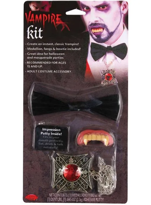 Dracula Vampire Costume Accessory Kit with Teeth