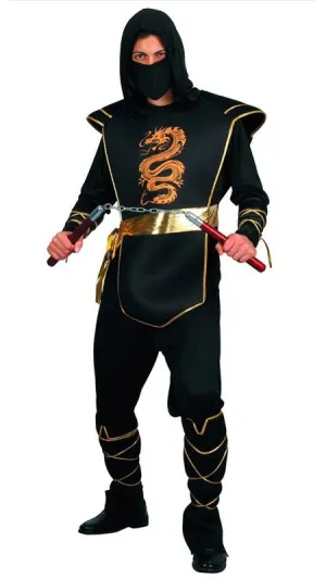 Dragon Assassin Mens Black and Gold Ninja Costume