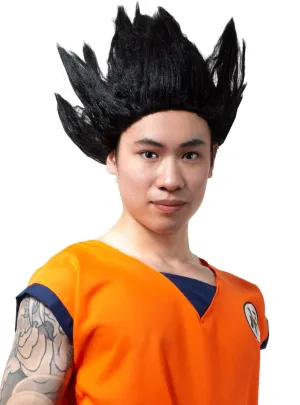 Dragon Ball Z Mens Black Anime Character Cosplay Wig