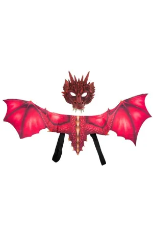 Dragon Kids Red Mask And Wings Costume Accessory Set