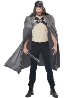 Dragon Master Adults Grey Fur Costume Cape
