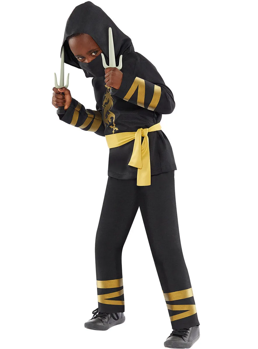 Dragon Ninja Boys Black And Gold Japanese Costume