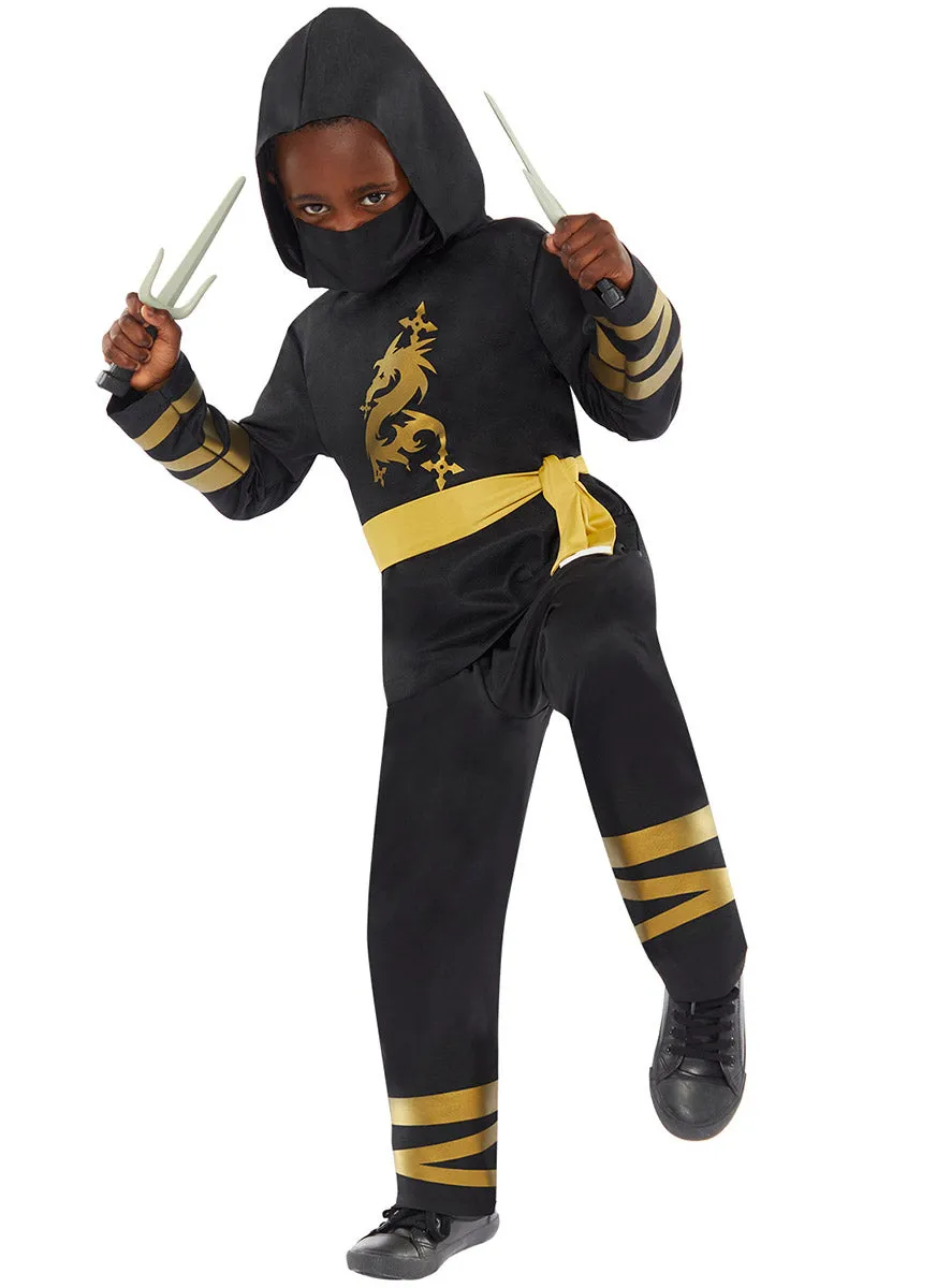 Dragon Ninja Boys Black And Gold Japanese Costume