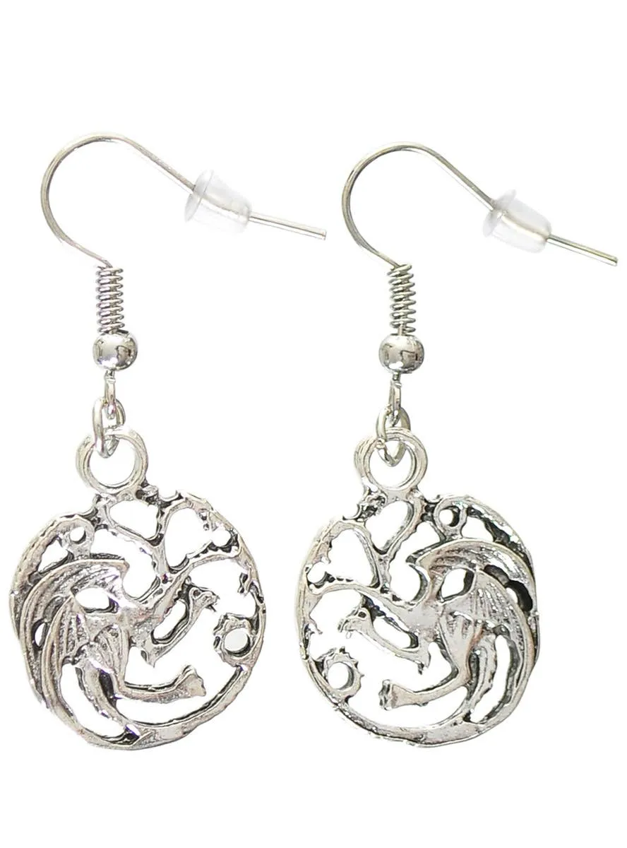 Dragon Queen Targaryen Style Silver Plated Costume Earrings