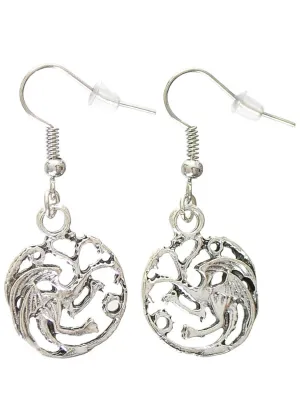 Dragon Queen Targaryen Style Silver Plated Costume Earrings