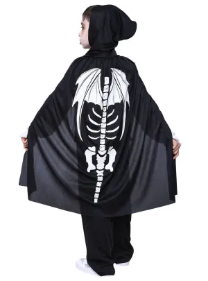 Dragon Skeleton Print Kids Halloween Cape