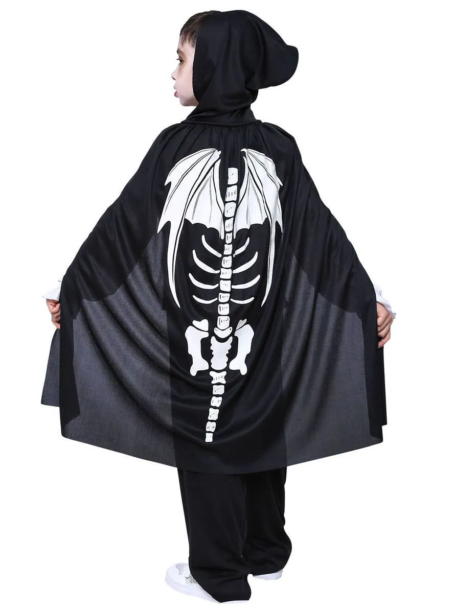 Dragon Skeleton Print Kids Halloween Cape