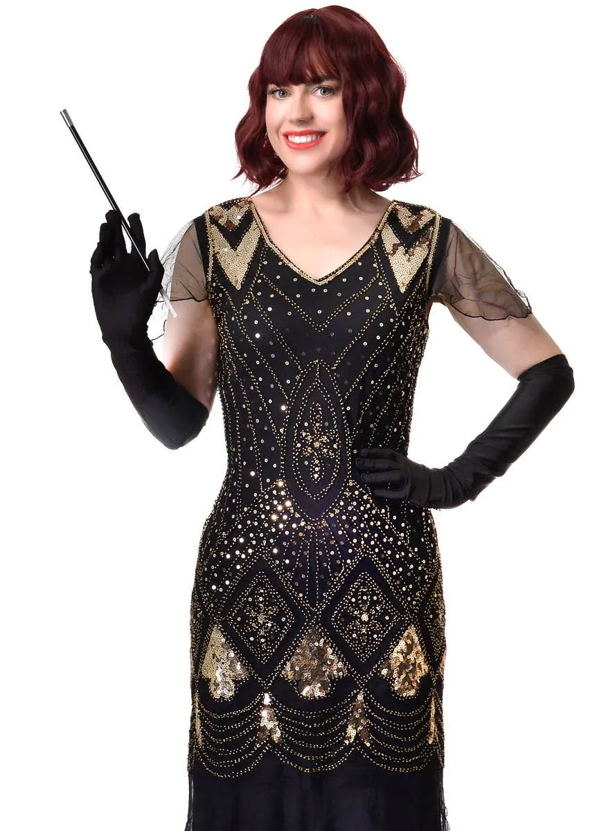 Draping Black and Gold 1930s Hollywood Womens Costume