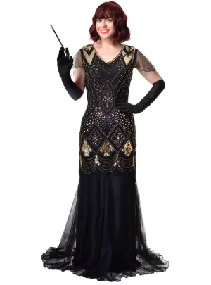 Draping Black and Gold 1930s Hollywood Womens Costume