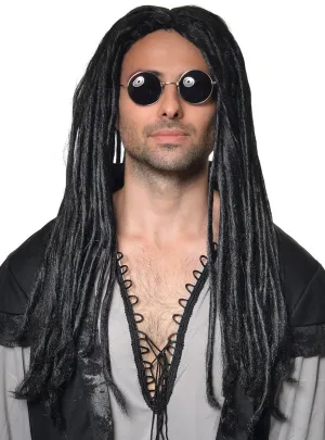Dreadful Pirate Mens Black Dreadlocks Costume Wig